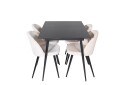 Venture Home Silar Spisegruppe Forlengningsbar 120 cm Rektangulær med 4 Velvet Stoler Beige