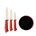 Knivblokk M/ 3 Kniver Rød