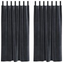  Gardiner med gardiner 2 pcs Mørke grå 140 x 175 cm Fløyel