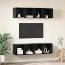  TV benk sett 3 pcs Svart eik Konstruert tre