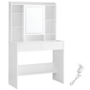 Sminkebord med speil og justerbar LED belysning   Hvit