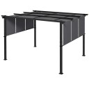 Gazebo 3,5x3m pergola med sidevegg terrassetak mørkegrå værbestandig for hage og terrasse