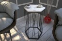 Falan Sidebord 40 cm Heksagon Marmormønster - Hvit/Svart