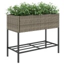  Plantekasser med hylle 2 stk grå 90x40x75 cm polyrotting