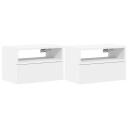  Veggmonterte nattbord 2 stk hvit 45x26x28,5 cm 8721158574763