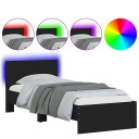  Sengeramme med hodegavl og LED-lys svart 75x190 cm 8721012241923