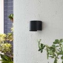 Lindby LED utendørs vegglampe Nivar rund svart metall
