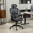 Kontorstol ergonomisk skrivebordsstol med armlener hodestøtte korsryggstøtte høydejusterbar mesh svingstol med vippefunksjon,