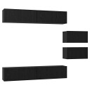  TV benksett 6 pcs Svart eik 60 x 30 x 35 cm Konstruert tre