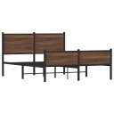 Sengeramme i metall med hode- og fotgavl brun eik 140x190 cm 8721102955457