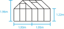 Halls Drivhus Popular Sort Herdet Glass 3,8 m²