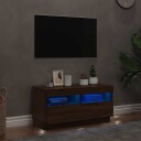 vidaXL TV-benk med LED-lys brun eik 80x35x40 cm