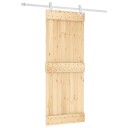 vidaXL Skyvedør Naturlig og Hvit 80 x 210 cm Massiv Furu Tre