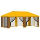  Paviljong med sidevegger 6 x 3 m Gul Polyester og stål 190
