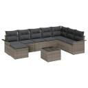 vidaXL Hagesofa Set 9 stk. Svart Poly rattan