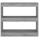 vidaXL Bokhylle/romdeler gr? sonoma eik 80x30x72 cm