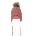 Minymo Hat W. Detachable Fake Fur - Pink - 6-9M