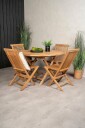 Venture Home   Spisegruppe Kenya med 4 stk fellbare spisestoler   Brun