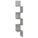 vidaXL Veggmontert hj?rnehylle gr? sonoma 20x20x127,5cm konstruert tre