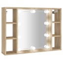 vidaXL Speilskap med LED sonoma eik 76x15x55 cm