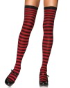 Leg Avenue Striped Nylon Thigh Highs Black/red Stay-Ups