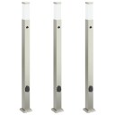 vidaXL Pullertlys med sensor og stikkontakt 3 stk 110 cm rustfritt stål IP44