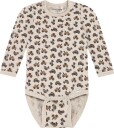Minymo langermet baby body med mønster beige melange 74