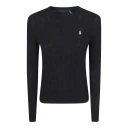 Polo Ralph Lauren Cable-Knit Cotton Crewneck Sweater - Black - S