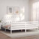 vidaXL Sengeramme med hodegavl hvit 200x200 cm heltre
