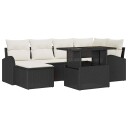  Hagesofa Set med lagring 7 pcs Svart Poly rattan