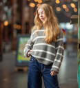Hound Genser Strikk Stripe Strikk Grey 14 år 164 Genser Grå