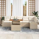  Hagesofa Set med lagring 7 pcs Beige Poly rattan