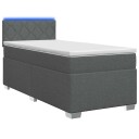 vidaXL Box Spring Seng med Madrass og LED Mørkegrå 90 x 190 cm Stoff