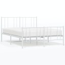 vidaXL Sengeramme i metall med hode- og fotgavl hvit 140x200 cm