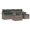  Hagesofa Set med lagring 6 pcs Grå Poly rattan