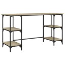  Skrivebord sonoma eik 140x50x75 cm metall og konstruert tre
