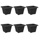 vidaXL Firkantet Blomsterpotte 6 pcs Svart 38 x 38 x 30 cm Plast
