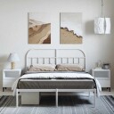 vidaXL Sengeramme i metall med sengegavl hvit 150x200 cm