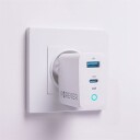 Forever GaN 65W USB-lader med 1x USB-C og 1x USB-A, Hvit