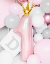 Folieballong Rosa 1 Tall med Krone
