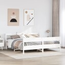  Sengeramme med madrass hvit 200x200 cm heltre furu 3306916