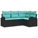 vidaXL Hagesofa Set 4 stk. Svart og turkis polyrotting
