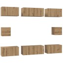  TV benk sett Veggmontert 8 pcs artisan eik Konstruert tre