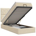 vidaXL Ottoman seng med madrass med hodegjerde Krem 100 x 200 cm Stoff