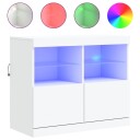 vidaXL Skjenk med LED-lys hvit 81x37x67 cm