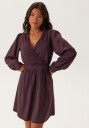 Bubbleroom Wrap Satin Dress Burgundy XS