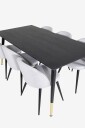 Venture Home   Spisegruppe Dipp med 6 stk. spisestoler Velvet   Svart