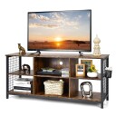 TV skap lowboard med åpne rom TV hylle for fjernsyn opptil 65 tommer 140 x 40 x 62,5 cm Rustikkbrun