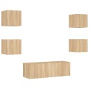 vidaXL Vegghengte TV-benker med LED 5 stk sonoma eik 8721012472778
