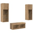  TV Veggskap 4 pcs Svart Eik 40 x 30 x 30 cm Konstruert tre